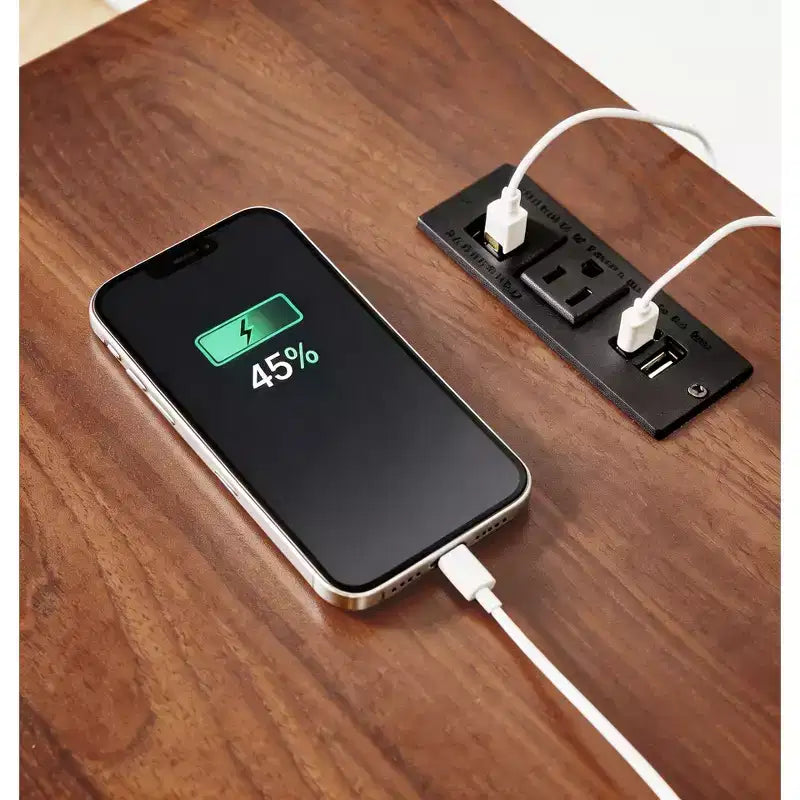 Table de chevet à 2 tiroirs, table d'appoint moderne avec station de charge et éclairage LED