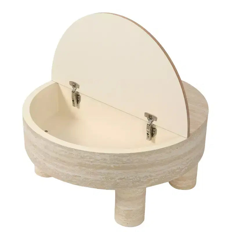 Table basse ronde avec plateau relevable et tiroir de rangement caché