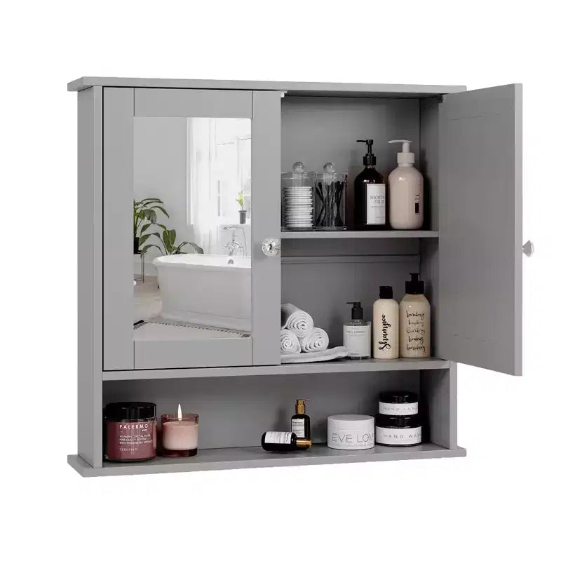 Meuble haut de salle de bain avec 2 portes miroir et 1 étagère
