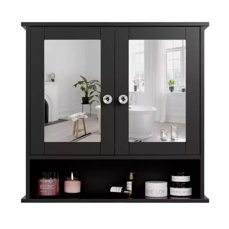Meuble haut de salle de bain avec 2 portes miroir et 1 étagère