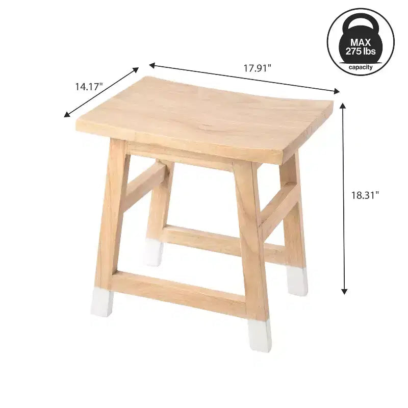 Tabouret d'appoint classique décontracté en bois massif fait à la main avec pieds inclinés