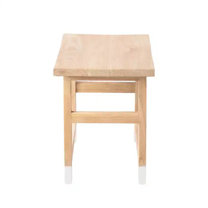 Tabouret d'appoint classique décontracté en bois massif fait à la main avec pieds inclinés