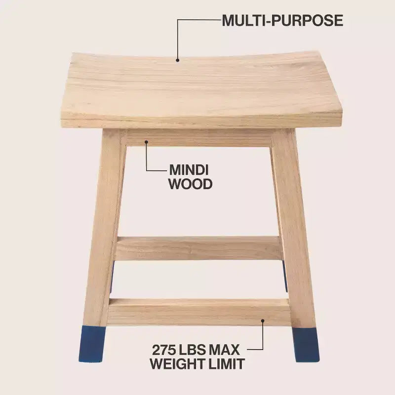 Tabouret d'appoint classique décontracté en bois massif fait à la main avec pieds inclinés