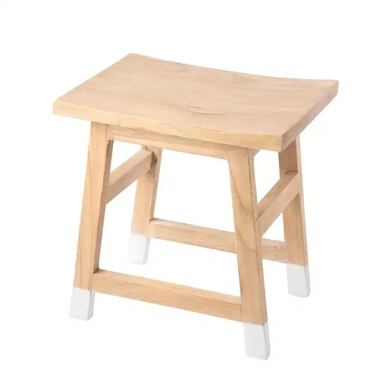Tabouret d'appoint classique décontracté en bois massif fait à la main avec pieds inclinés