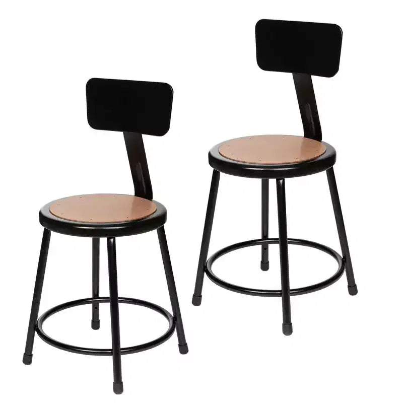 2pk 18" Heavy Duty Steel Barstool with Backrest Black - Hampden Furnishings: Sturdy Frame, Masonite Seat