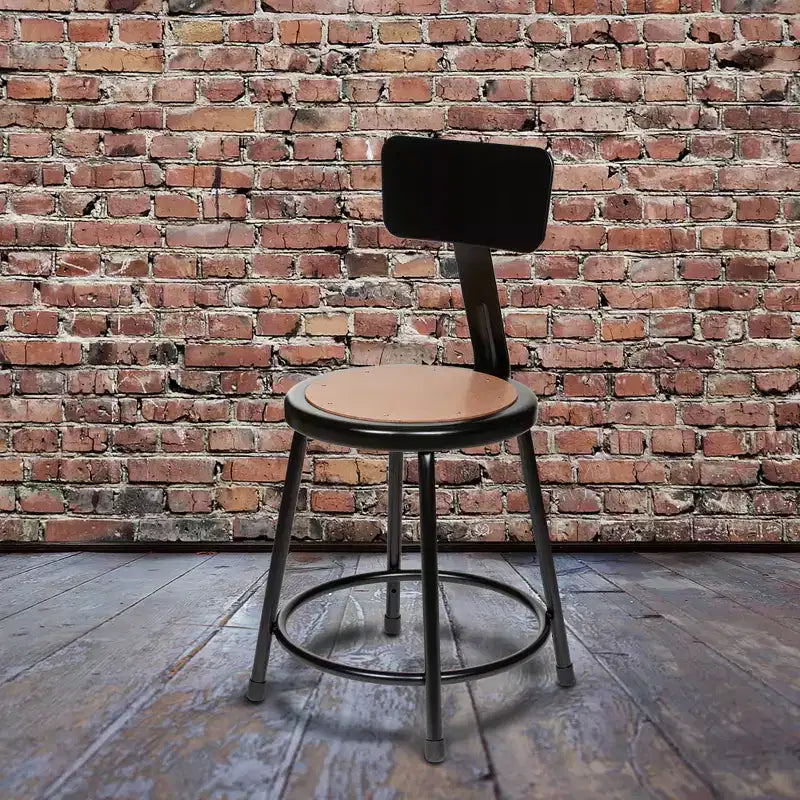 2pk 18" Heavy Duty Steel Barstool with Backrest Black - Hampden Furnishings: Sturdy Frame, Masonite Seat