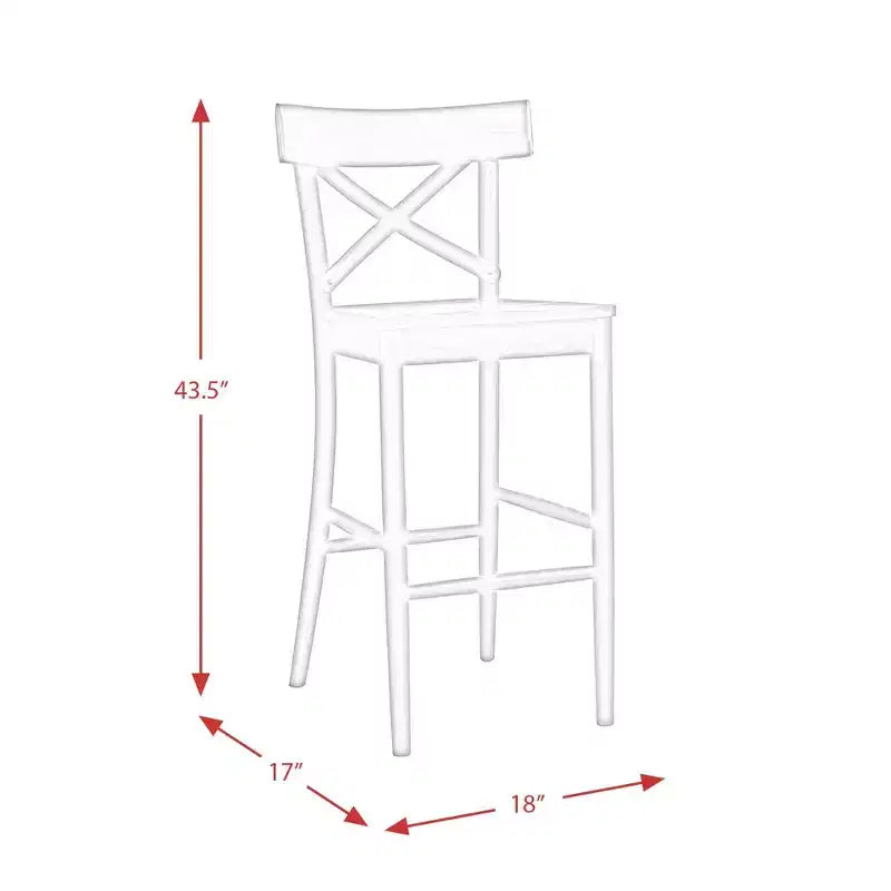 1pc Keaton Barstool Beach - Picket House Furnishings: Rustic Acacia Wood, Fixed Height, Mid-Century Modern Design