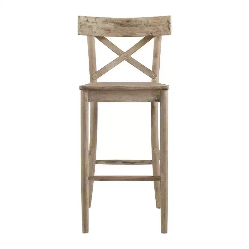 1pc Keaton Barstool Beach - Picket House Furnishings: Rustic Acacia Wood, Fixed Height, Mid-Century Modern Design