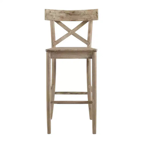 1pc Keaton Barstool Beach - Picket House Furnishings: Rustic Acacia Wood, Fixed Height, Mid-Century Modern Design