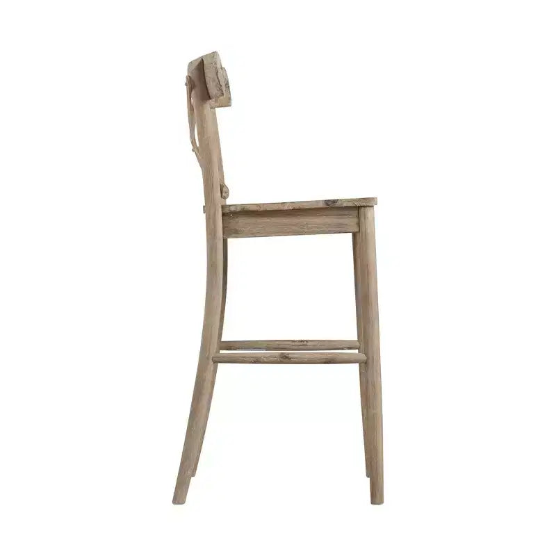 1pc Keaton Barstool Beach - Picket House Furnishings: Rustic Acacia Wood, Fixed Height, Mid-Century Modern Design