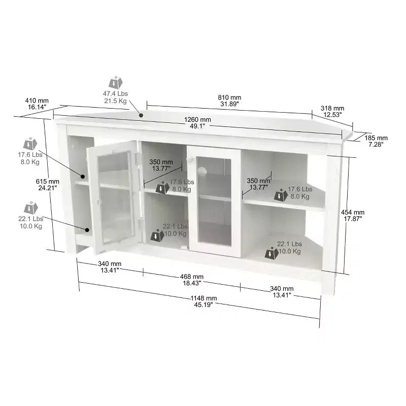 Inval Corner TV Stand for TVs up to 50" with Glass Doors Washed Dark Brown: Modern Entertainment Console, Cable Management