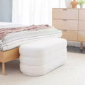 Linon 16.25" Delcy Faux Shearling Oblong Ottoman: Plush, Midcentury Accent, Wood Legs