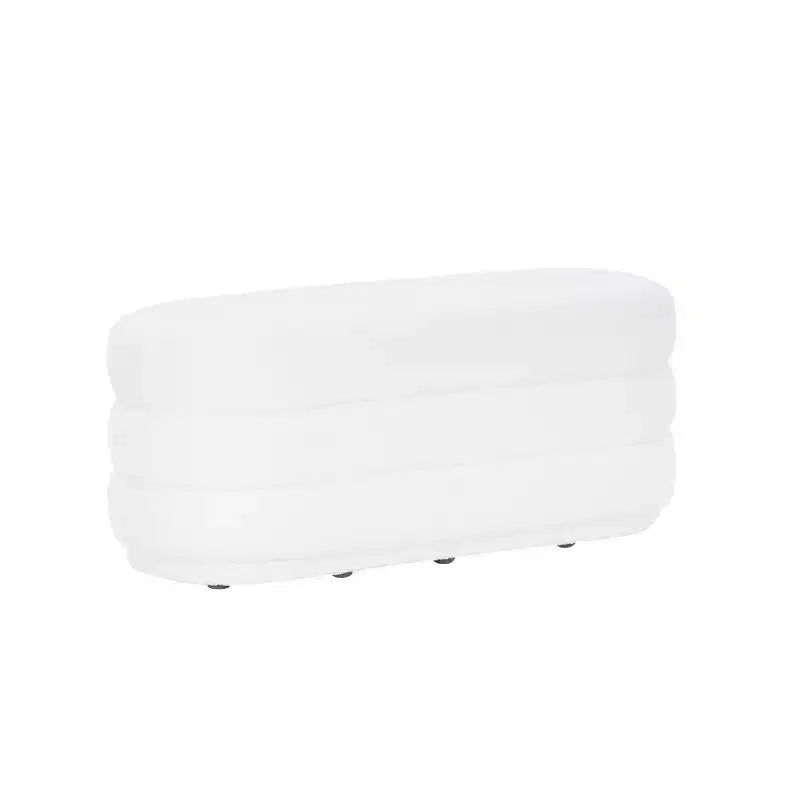 Repose-pieds ottoman rectangulaire en fausse peau de mouton moelleux, accent du milieu du siècle, pieds en bois