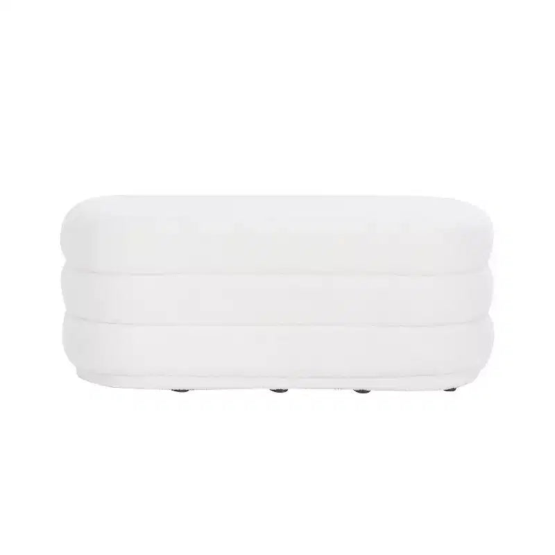 Repose-pieds ottoman rectangulaire en fausse peau de mouton moelleux, accent du milieu du siècle, pieds en bois