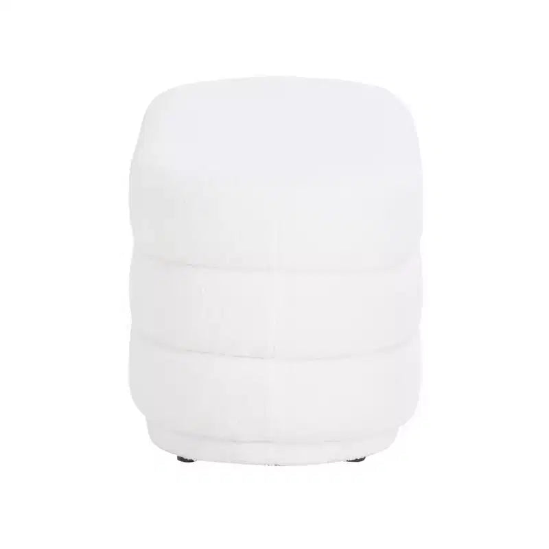 Repose-pieds ottoman rectangulaire en fausse peau de mouton moelleux, accent du milieu du siècle, pieds en bois