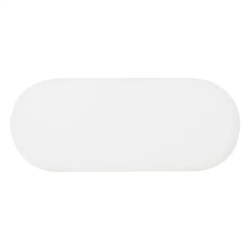 Repose-pieds ottoman rectangulaire en fausse peau de mouton moelleux, accent du milieu du siècle, pieds en bois