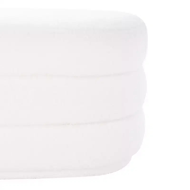 Repose-pieds ottoman rectangulaire en fausse peau de mouton moelleux, accent du milieu du siècle, pieds en bois