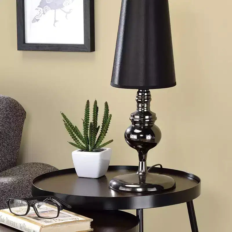 24/7 Shop At Home Quinlane Nesting Table with Magazine Holder Walnut/Matte Black: Modern Steel Frame, Round MDF Top