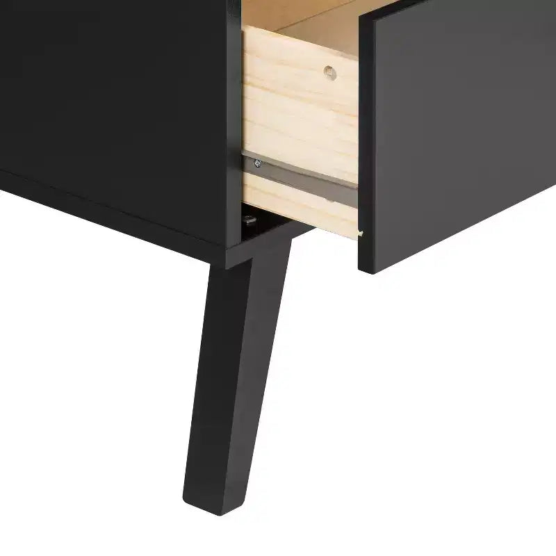 Mid Century Modern 2 Drawer Tall Nightstand with Shelf - Prepac
