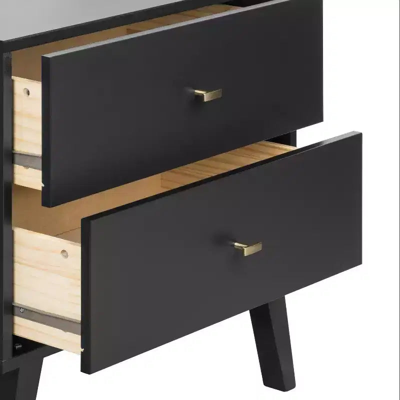 Mid Century Modern 2 Drawer Tall Nightstand with Shelf - Prepac