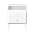 Mid Century Modern 2 Drawer Tall Nightstand with Shelf - Prepac