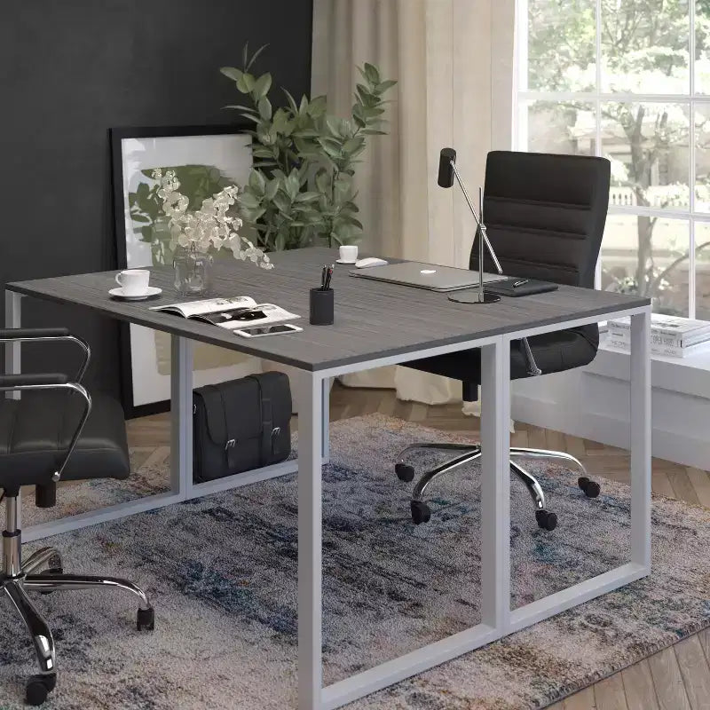 Emma and Oliver Modern Commercial Grade Desk Industrial Style Computer Desk Sturdy Home Office Desk - 55 Length