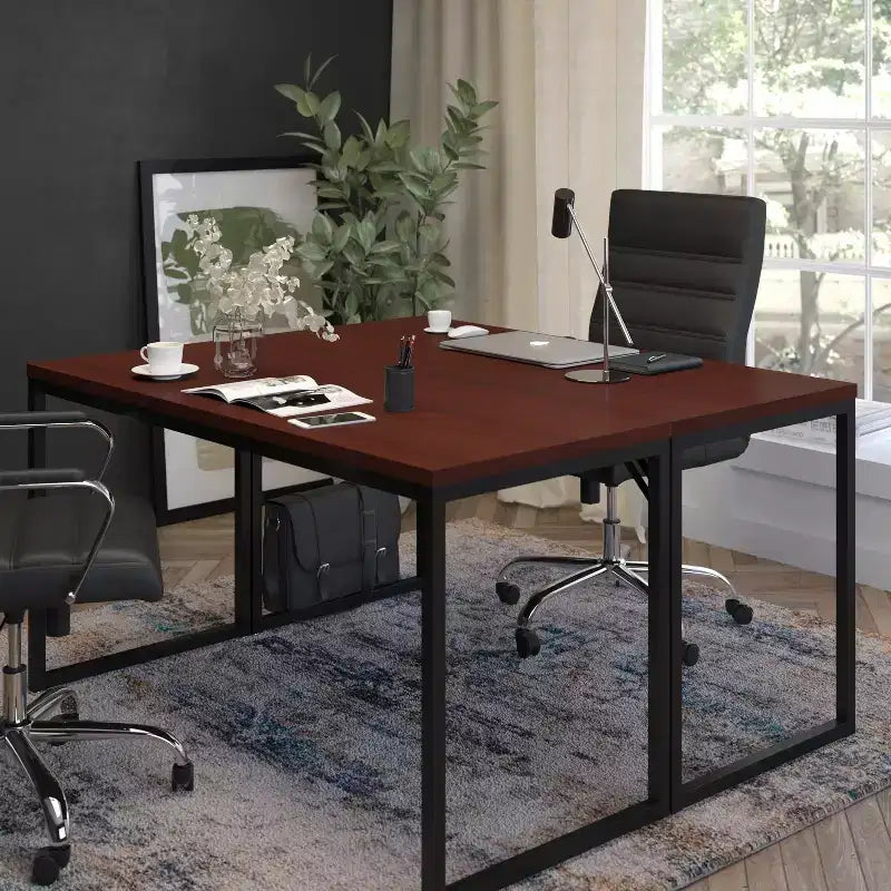 Emma and Oliver Modern Commercial Grade Desk Industrial Style Computer Desk Sturdy Home Office Desk - 55 Length