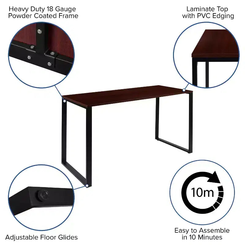 Emma and Oliver Modern Commercial Grade Desk Industrial Style Computer Desk Sturdy Home Office Desk - 55 Length