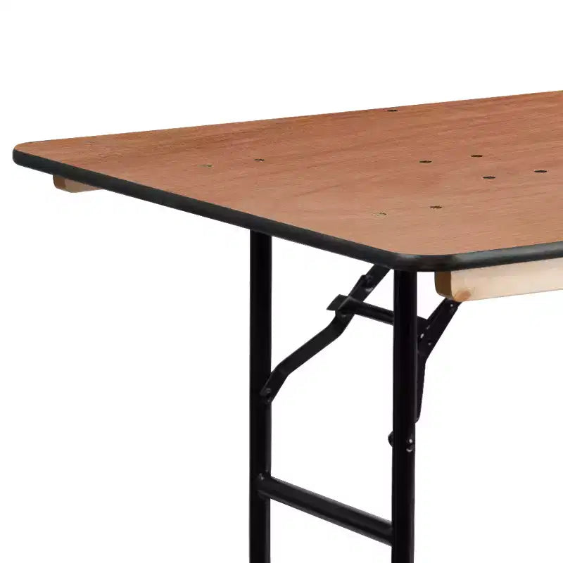 Emma and Oliver 6-Foot Rectangular Wood Folding Banquet Table with Clear Coated Finished Top