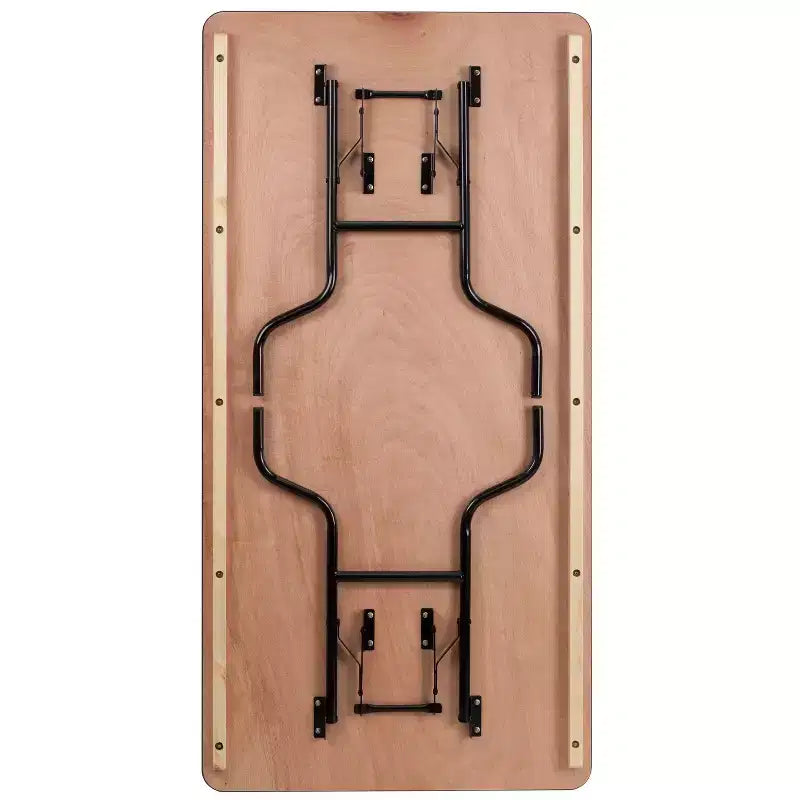 Emma and Oliver 6-Foot Rectangular Wood Folding Banquet Table with Clear Coated Finished Top