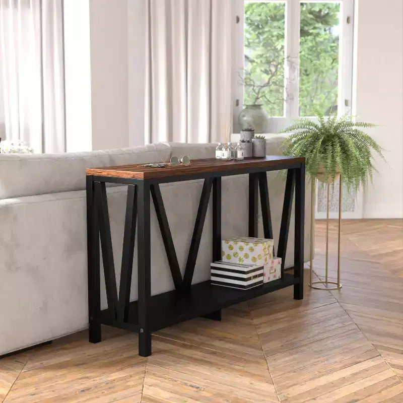 Flash Furniture Charlotte Modern 2-Tier Farmhouse Entryway Living Room Console Accent Table