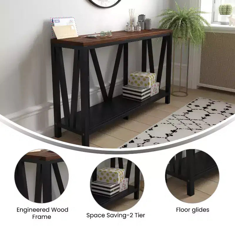 Flash Furniture Charlotte Modern 2-Tier Farmhouse Entryway Living Room Console Accent Table