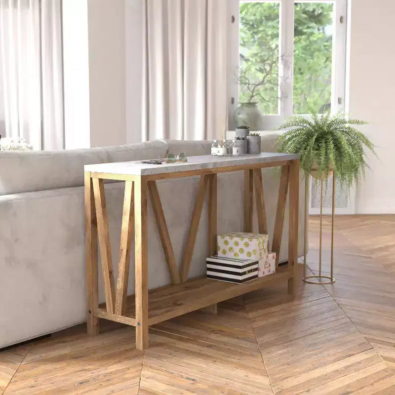 Flash Furniture Charlotte Modern 2-Tier Farmhouse Entryway Living Room Console Accent Table
