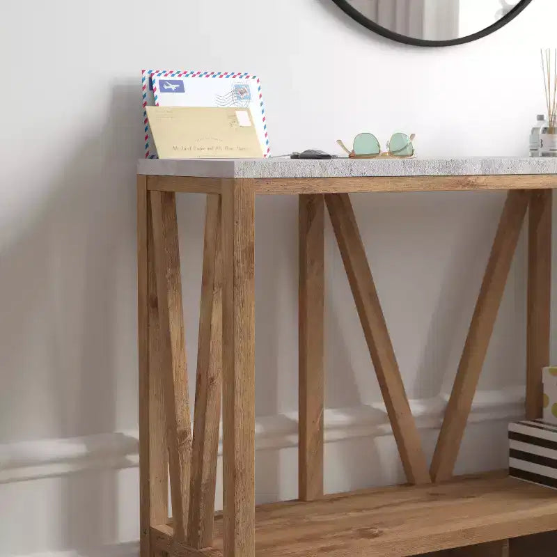 Flash Furniture Charlotte Modern 2-Tier Farmhouse Entryway Living Room Console Accent Table