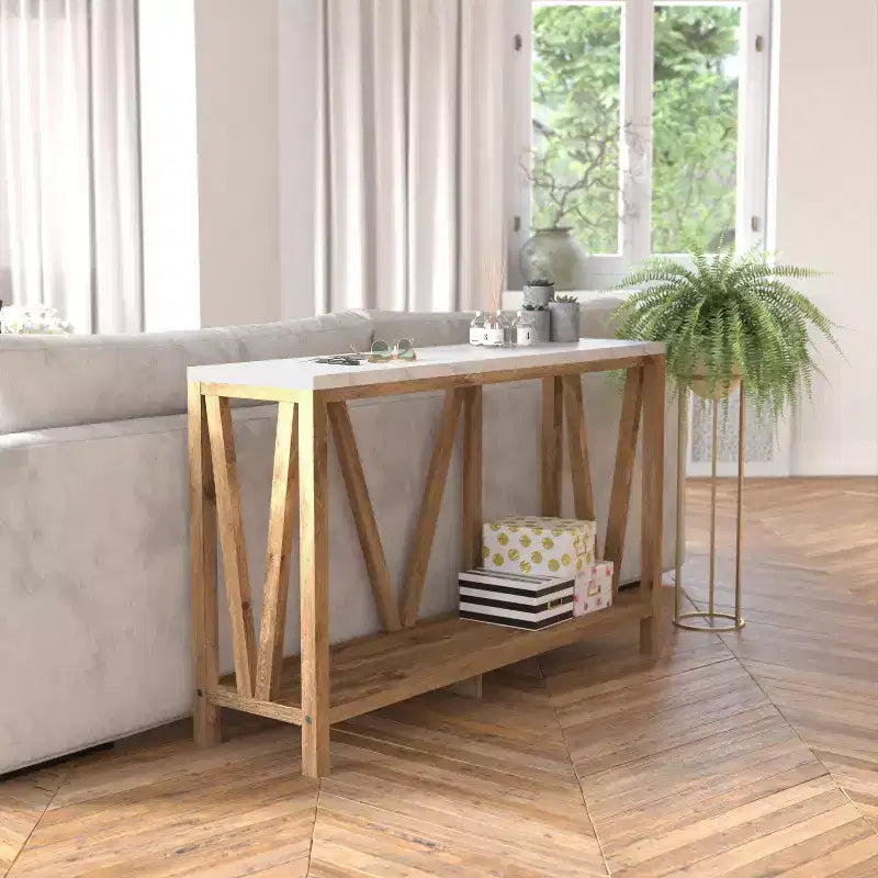 Flash Furniture Charlotte Modern 2-Tier Farmhouse Entryway Living Room Console Accent Table