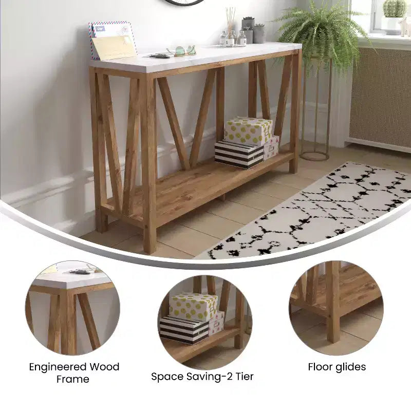 Flash Furniture Charlotte Modern 2-Tier Farmhouse Entryway Living Room Console Accent Table