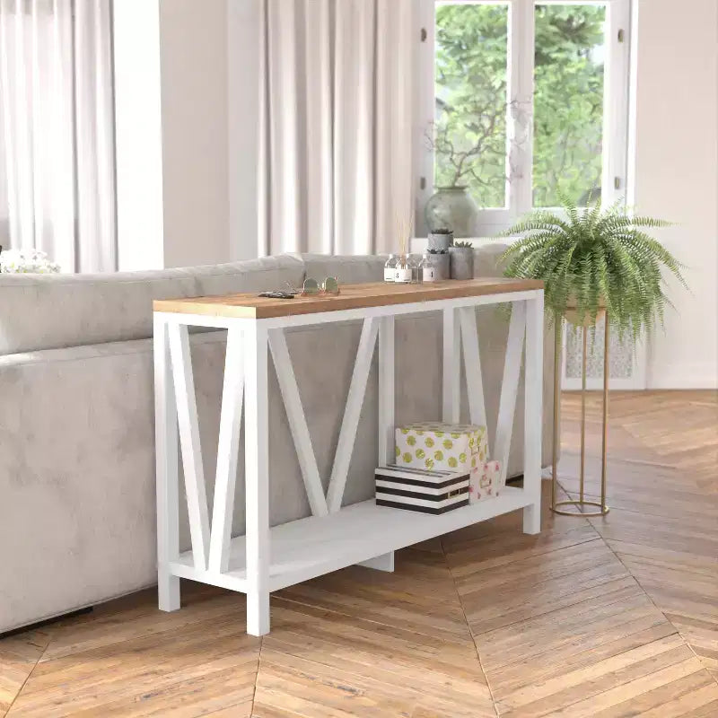 Flash Furniture Charlotte Modern 2-Tier Farmhouse Entryway Living Room Console Accent Table