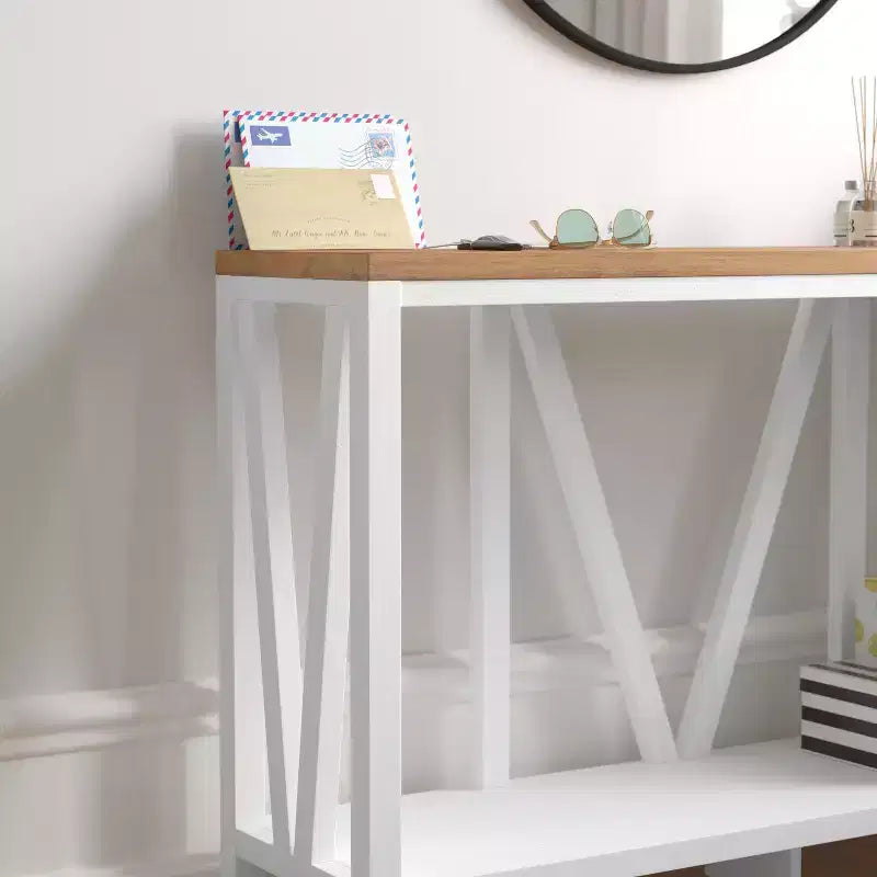 Flash Furniture Charlotte Modern 2-Tier Farmhouse Entryway Living Room Console Accent Table