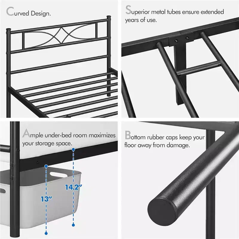 Yaheetech Simple Metal Bed Frame with Curved Design Headboard and Footboard