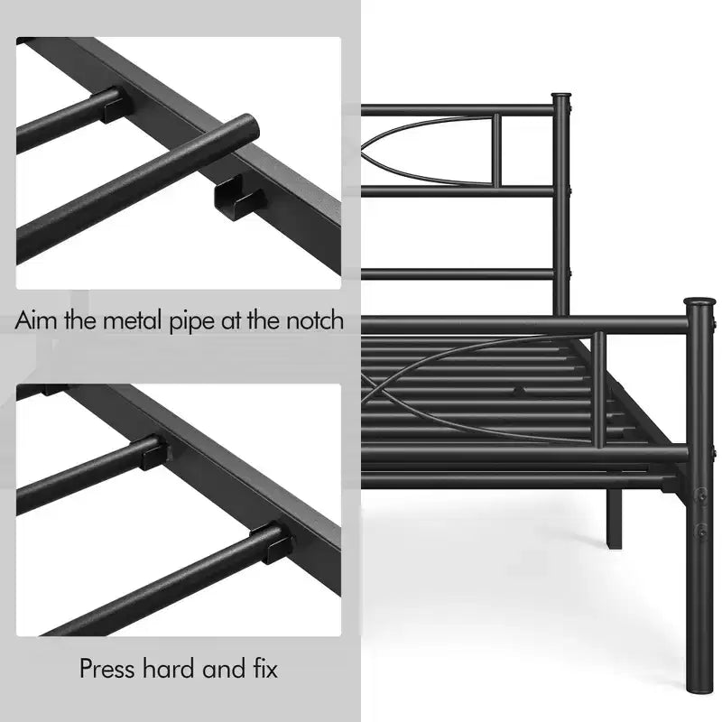 Yaheetech Simple Metal Bed Frame with Curved Design Headboard and Footboard