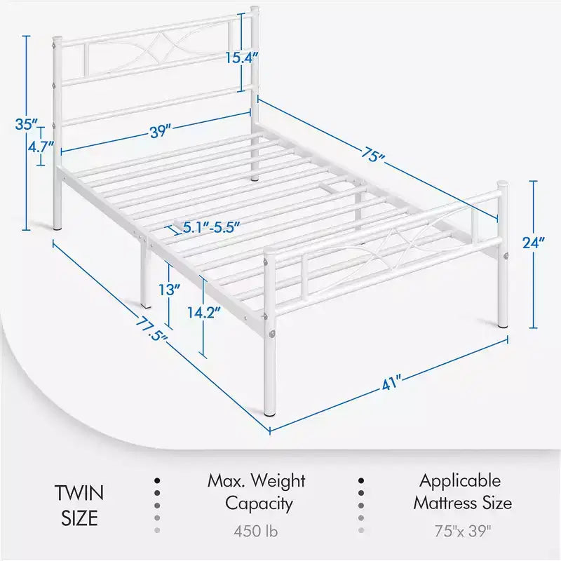 Yaheetech Simple Metal Bed Frame with Curved Design Headboard and Footboard