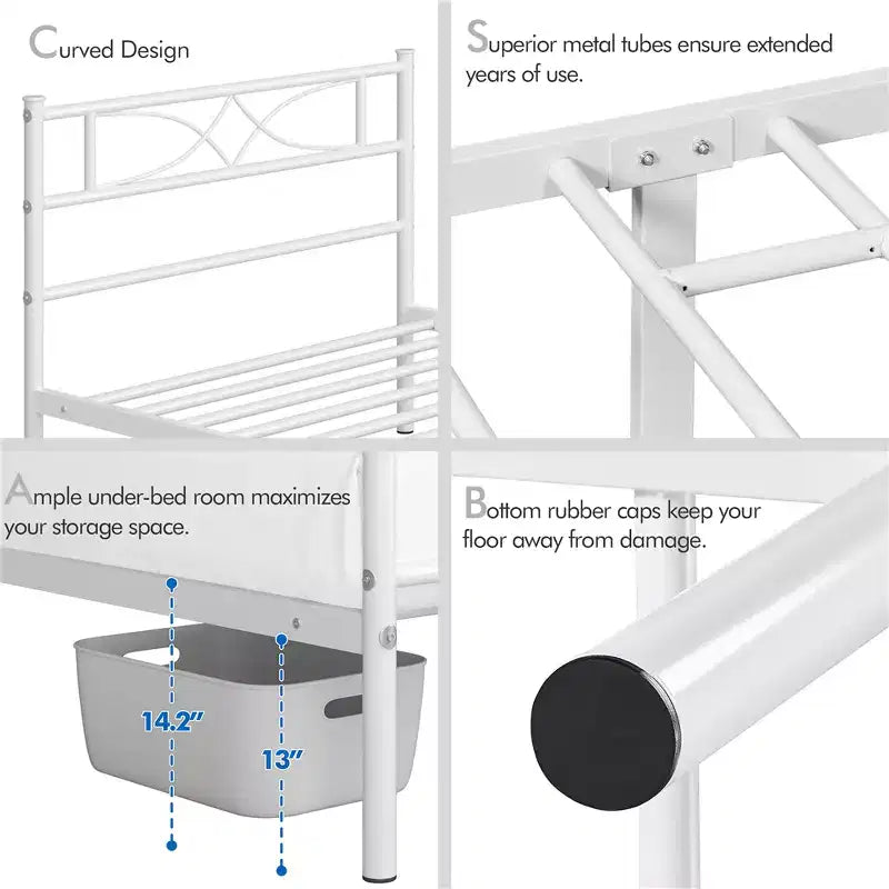 Yaheetech Simple Metal Bed Frame with Curved Design Headboard and Footboard