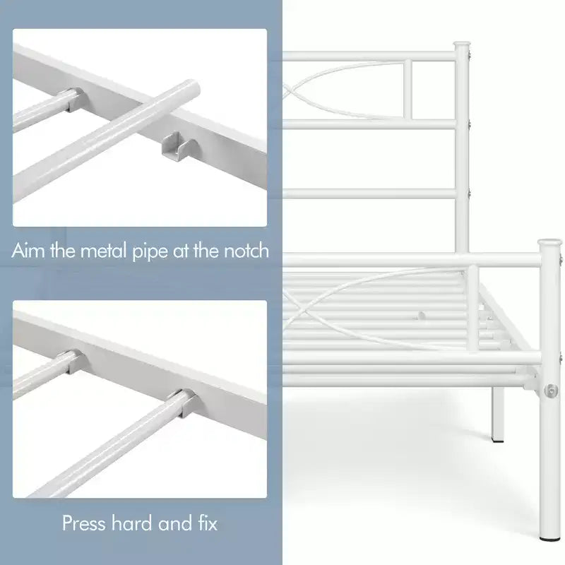 Yaheetech Simple Metal Bed Frame with Curved Design Headboard and Footboard