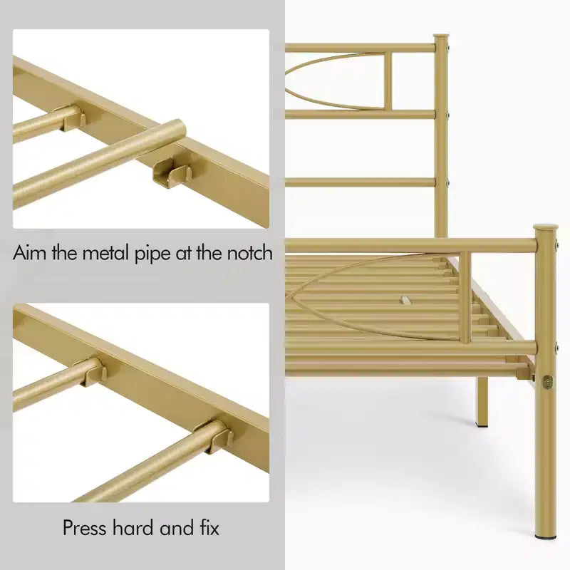 Yaheetech Simple Metal Bed Frame with Curved Design Headboard and Footboard