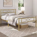 Yaheetech Simple Metal Bed Frame with Curved Design Headboard and Footboard